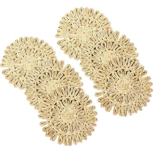 6Pcs Woven Placemat,Natural Handmade Straw Placemat for Dining Table Heat Resistant Hot Insulation Anti-Skidding Pad