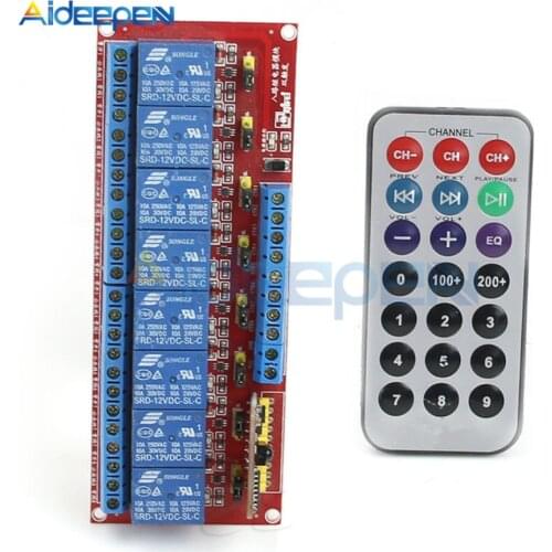 8 Channel DC 12V Multi-function Infrared Remote Control Relay Module With Dual Trigger Two-way Driver IC Module Bidirectional