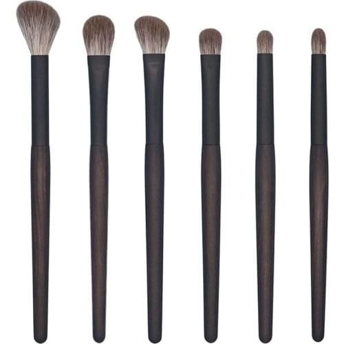 B99 Professional Handmade Makeup Brush Set 6pcs Soft Snow Fox Hair Eye Shadow Blending Brush Ebony Handle Make Up Brushes Kit