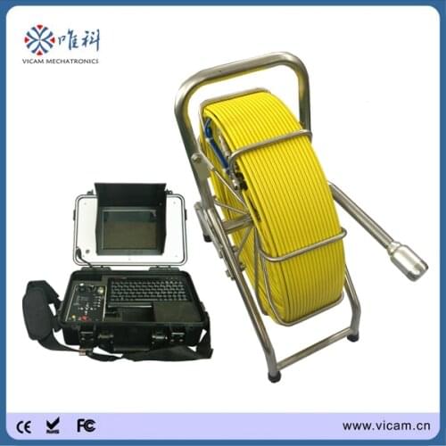 Borescope endoscope inspection camera with 60m 7mm fiberglass cable reel and 40mm self level image camera head V8-3388