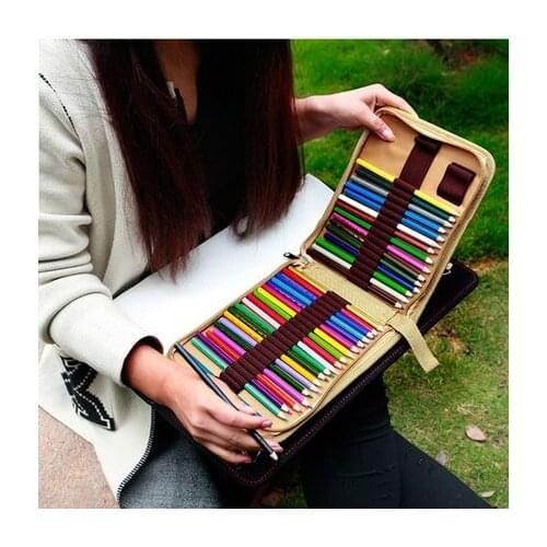 Sketch/Drawing Professional Pencil Bag Canvas Pencil Case 36/48/72 Holes Artists Pencil Cases Pen Bag