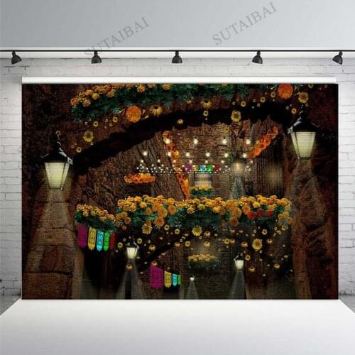 Sunflowers Photo Backdrop Mexican Fiesta Theme Photography Background Kids Child Baby Halloween Party Banner Backdrops Studio