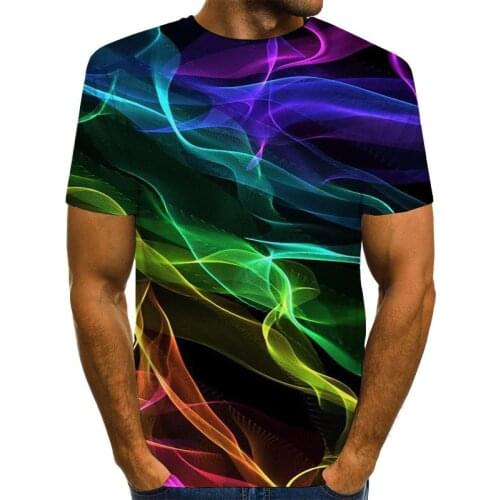 Mens Graphic Shirt 3D Print T Shirt Novelty Stripe Top Casual Rainbow Tee US Size Unisex Clothing