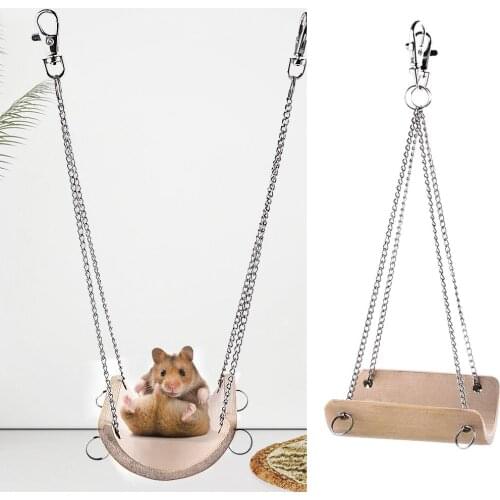 Hamster Toys Swing Hanging Gadget Wooden Cage Accessories Supplies Amuse Mouse Wooden Swing For Hamest Guinea Pig Small Pet Toy