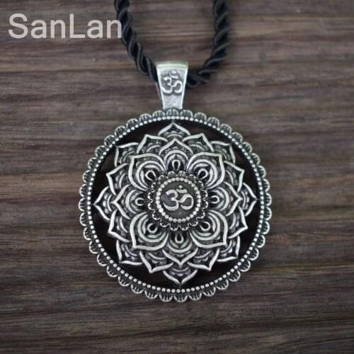SanLan Brand 12cps indian mandala flower necklace mandala pendant zen yoga