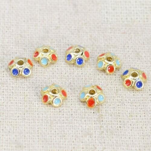 20 PCS 6.5mm 9mm Metal Alloy Enamel Flower Cap Bead Cap Flowers Tray DIY Accessories For Jewelry Making