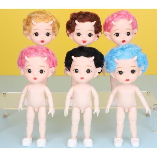Unicorn OB11 Doll With tooth Curly Blue Pink Hair Big Eyes Cute Multiple Movable Joints Elves Doll Toys Birthday Gift For Girls