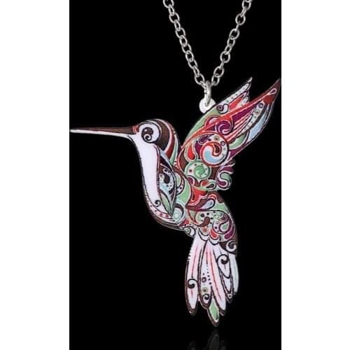Women Men Fashion Unique Colorful Design Acrylic Jewelry Animal Cat Dog Hummingbird Wolf Salamander Pendant Necklaces Gifts