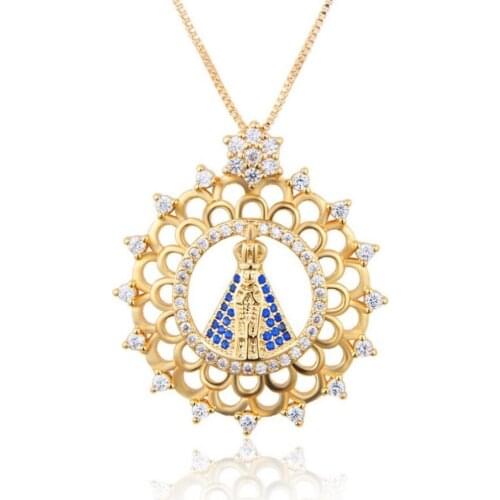Fashion Cartoon Diamond Studded Round Virgin Necklace Simple Zircon Gold-plated Custom Pendant