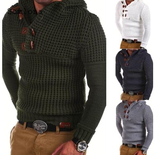 Men Autumn New Sweaters 2020 Single Breasted Winter Warm Clothes Hollow out Tops Streetwear Mens Knitted Sweater Pullovers