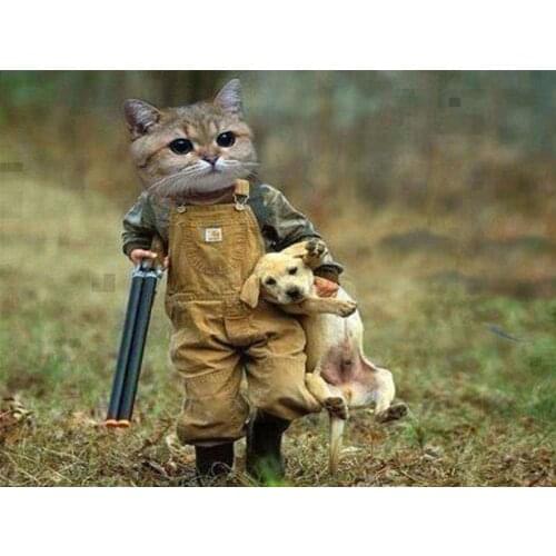 DIY Painting By Numbers Cat Hunt Dog Kit Coloring By Numbers 40x50cm Wall Art Acrylic Canvas Paintings Home Decoration Gift