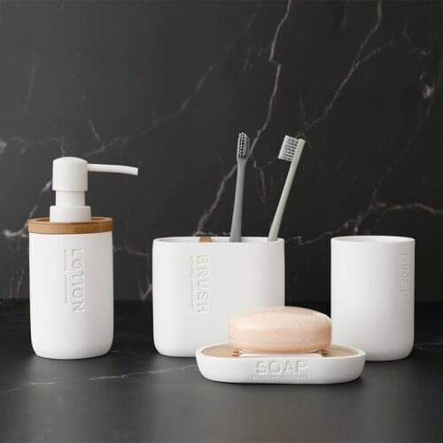 Bathroom Resin 4-Piece Set Toothbrush Cup Toothbrush Holder Lotion Dispenser Soap Box Clean Storage Set Bathroom Accessories