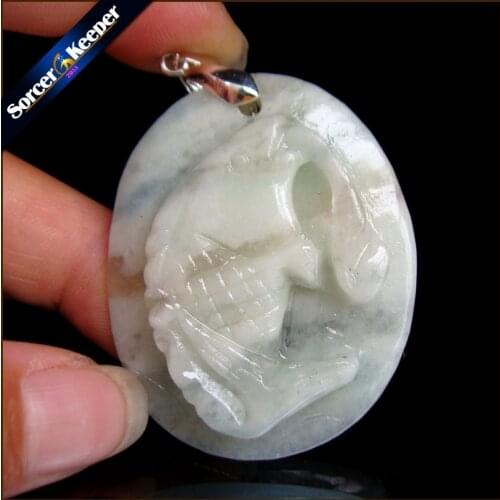 Real Hand-carved Natural Amazonite Gem Stone Lucky Amulet Pendant Beads Necklace For Women Men Fashion Charm Jewelry LS079