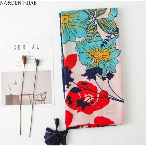 NEW Autumn flower foulard tassel scarf Muslim hijab fashion women scarves and shawls pashmina bandana wraps shawls 10pcs/lot
