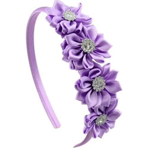 Satin Flower Hairband with Crystal for Girls Hairband Hair Accessories Hair Headband for Girls Hair Hoop Kids Flower Hairband