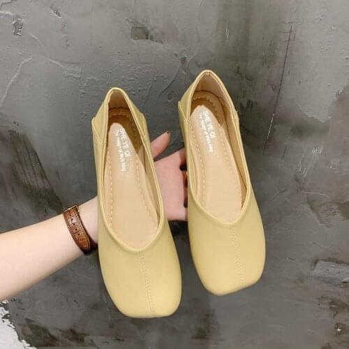 Pure Color Flat-soled Shoes Womens Summer 2021 Models All-match One-step Soft-soled Mother Shoes Tide Ins Peas Shoes