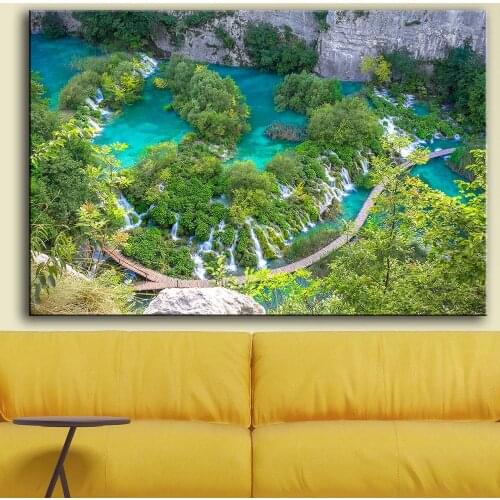 Printing Oil Painting Wall Art, Wall Decor, Wall Painting Plitvice Lakes Croatia landscape Nice Painting for wall picture