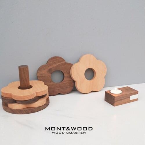 Japan Style Solid Wood Potholder Placemat Coaster Dish Mat Black Walnut And Beech Heat-resistant Pot Mat Decorative Ornaments