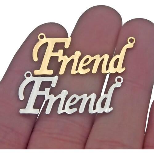 5pcs Stainless Steel Charms Gold Letter Best Friend Connector Pendants Jewelry Making Diy Necklace English Baby Gifts Wholesale