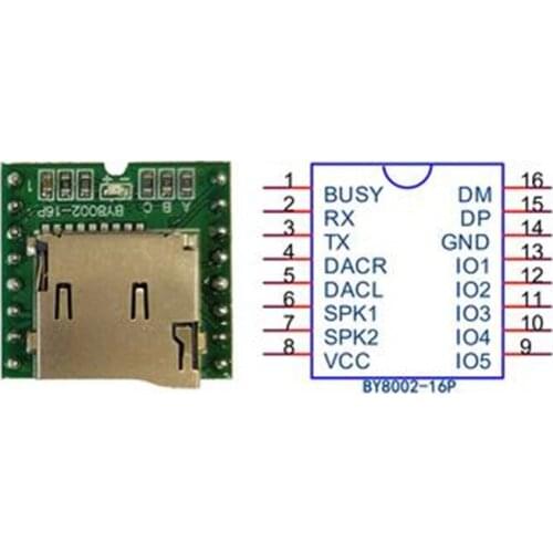 5pcs Serial control voice module amusement MP3 audio player board supports inserting TF Card BY8002-16P