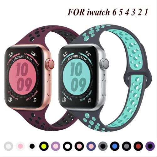 Slim strap For Apple Watch band 40mm 44mm iWatch Band 38mm 42mm Breathable Sport silicone bracelet Apple watch 5 4 3 21 44 40