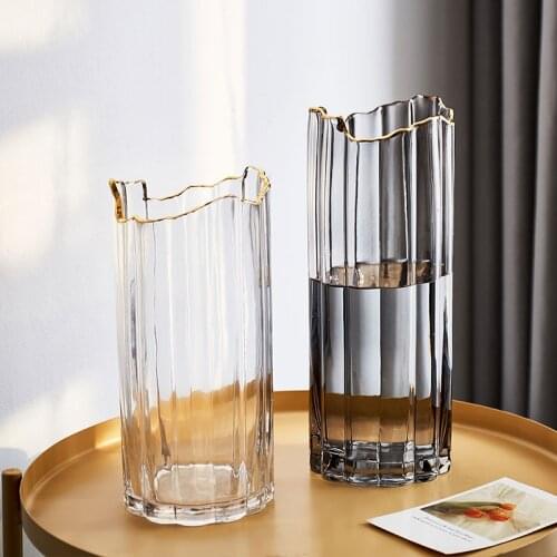 Nordic Luxury Glass Vase Transparent Modern Minimalist Water Planting Vase Living Room Vaso De Planta Table Decoration EB5HP