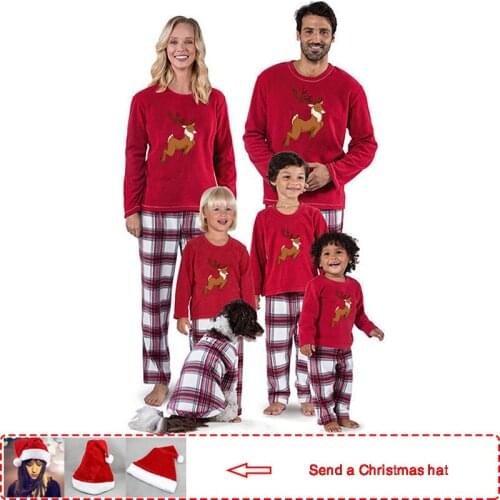 Xmas Deer Family Matching Clothes 2Piece Outfits Christmas Pajamas Daddy Mommy and Daughter Son Sleepwear Outfits Baby Romper