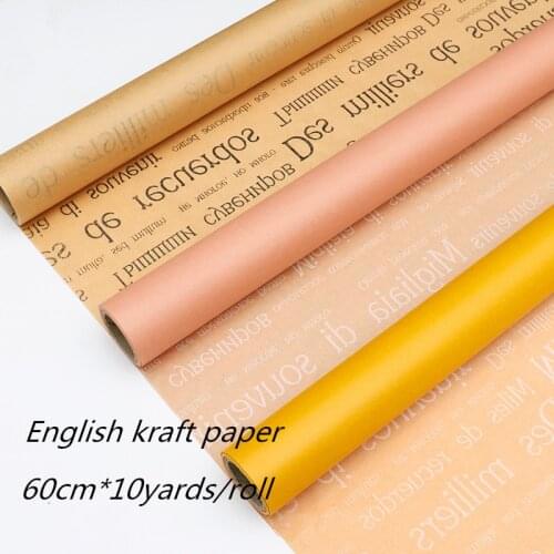 English Brown Bouquet Wrapping Paper Roll Artware Package Paper DIY Book Cover Kraft Paper Gift Wrap Packing Material
