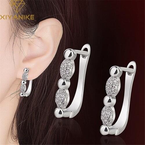 XIYANIKE 925 Sterling Silver Hot Sale AAA Zircon Splicing Hoop Earring Korean Fashion Prevent Allergy Gorgeous Oorbellen Couple