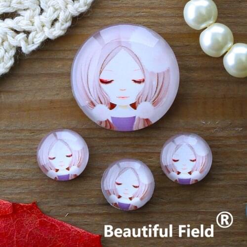 12mm 25mm 14mm 16mm 18mm 20mm Photo Glass Cabochons Round Cameo Set Handmade Settings Stone Girl QPP12