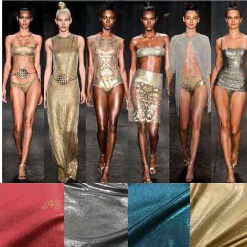 Strech Lycra Fabric Elastic Fabric Electro Color Flash Point Gold Soft Color Fabric for Evening Wear Dress Trousers Swimsuit