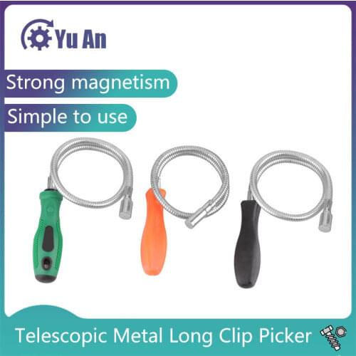 Telescopic Pickup With Lamp Strong Magnetic Pickup Tool Telescopic Grasp Repair Pickup Magnetic Rod Picker