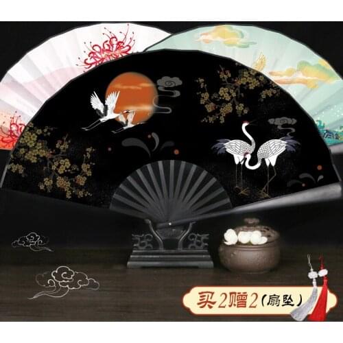 Ancient Style Black Bone Fan Folding Fan 10-Inch Chinese Style Custom Han Chinese Clothing Accessories Womens Portable