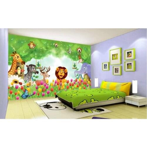 WDBH Custom photo 3d wallpaper Animal Kingdom Cute Cartoon Childrens Room home decor 3d wall murals wallpaper for walls 3 d