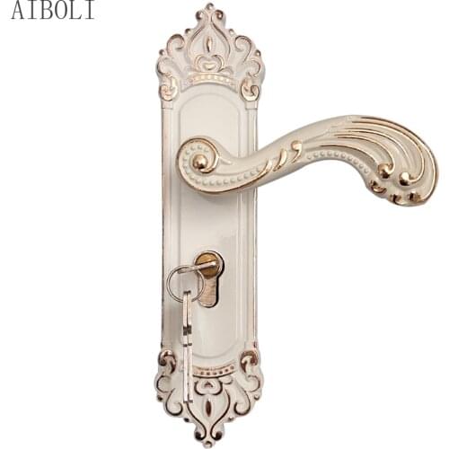 European Style Bedroom Handle Lock Door Lock Key Kit Combination Aluminum Alloy Retro Lock Family Room Door Hardware Accessories