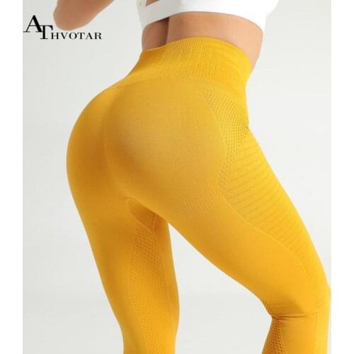 ATHVOTAR Yoga Fitness High Waist Gym Leggings Women Workout Outdoors Sport Leggings Women Push Up Yoga Pants Women Sportwear