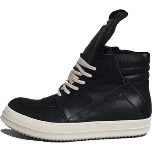 Men Casual Boots Luxury Trainers High Cow Genuine Leather Lace-Up Zip Spring Male White Riding Rome Boots Brand Flats Shoes