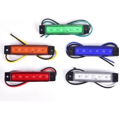 1PC 12V 6LEDS Lorry Side Marker Indicator Low Led Trailer Light Rear Side Lamp Multi-color