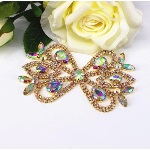 1pcs 12x7.5cm Fashion Rhinestone Applique Party Dress Jewelry Shoes Hats Accessory Butterfly Tassel for bridal shash belts