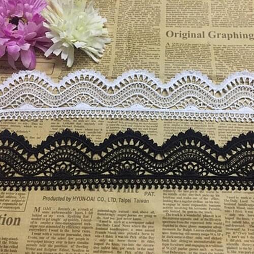 2yards lace fabric sewing material white black high quality water soluble width 5.5CM womens clothing trim handmade accessories
