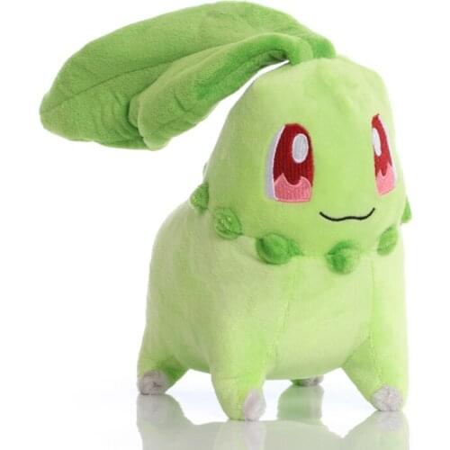 20cm TAKARA TOMY Pokemon Chikorita Plush Toys Cartoon Soft Stuffed Animals Toys Doll Gifts for Children Kids