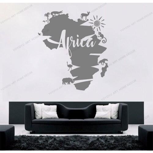 Abstract Africa Continent Map Animals Vinyl Wall Decal Wall Stickers Home Decoration Living Room Office Classroom CX667