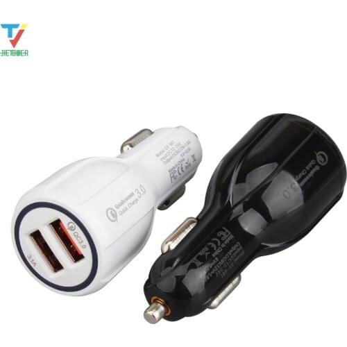 QC3.0 Dual Fast USB Car Charger for Xiaomi Car Charger Quick Charger 3.0+3.1A Car Usb for Samsung Huawei IPhone 300pcs