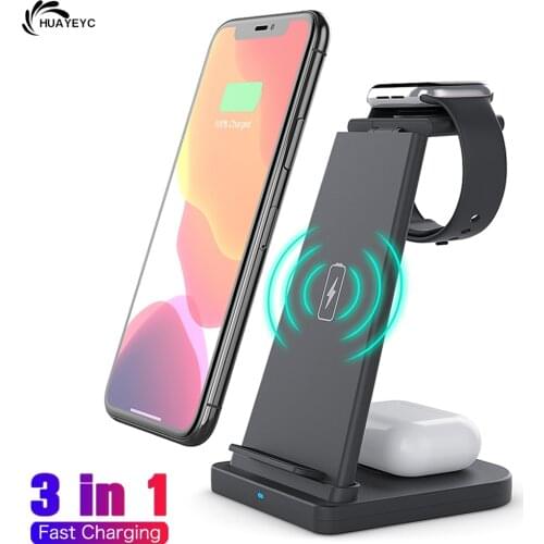 3 in 1 Wireless Charger Qi Fast Charging Holder For iPhone 12 Pro MAX 11 Xs Apple Airpods Pro Watch Samsung S21 S20 S10 S9 Stand