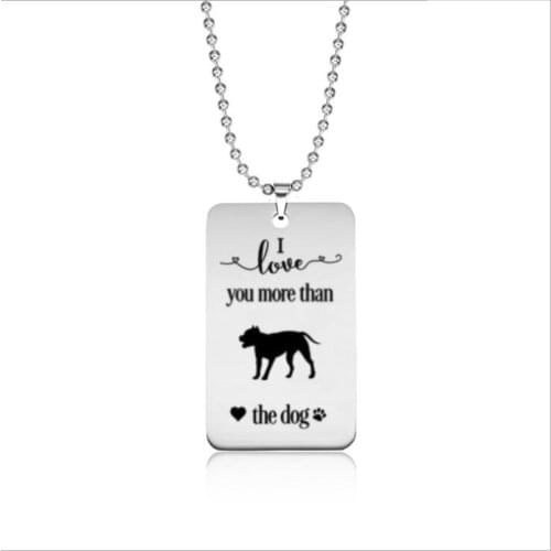 Stainless steel love tag I love you more than the dog Bulldog necklace---2 styles free choice---Drop shipping