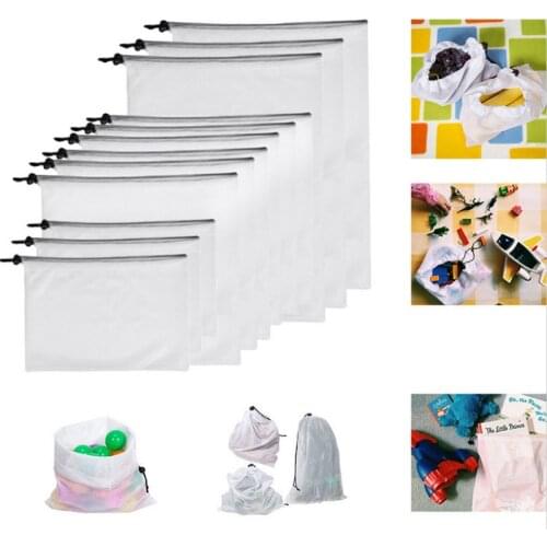 1 Pcs Eco Friendly Washable Mesh Produce Bags For Grocery Shopping Storage Reusable Fruit Vegetable Kitchen Storage Dropship