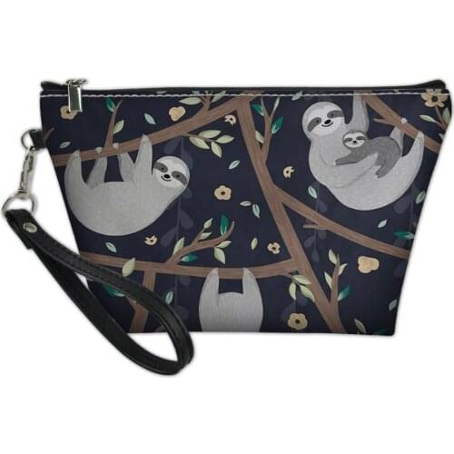 HaoYun Cartoon Make up Bags for Young Ladies Sloth Pattern Design Cosmetic Bag Women Handbag Makeup Case Girls Pouch Pockets