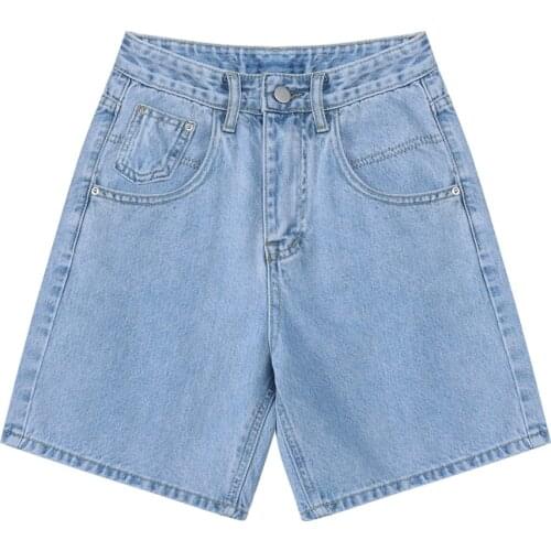 Summer New Button Wide Leg Short Jeans Female High Waist Denim Shorts Women Casual Loose Ladies Fashion Plus Size 2021 Fashion