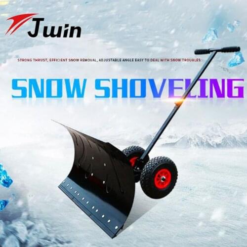 Snow Shovel, Adjustable Wheeled Snow Pusher Heavy Duty Rolling Snow Plow Shovels, Efficient Snow Plow Snow Removal Tool