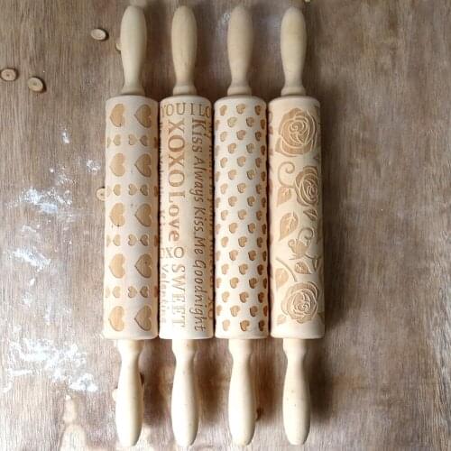 Cute Animal Wood Embossing Rolling Pin for DIY Baking Cookies Noodle Biscuit Fondant Cake Dough Engraved Roller Dropshipping